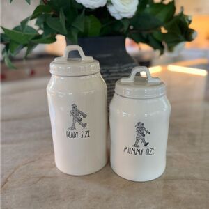 Cream Ceramic Canisters with Lid Halloween Rae Dunn rare mummy deady